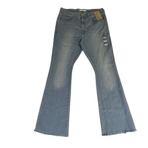 Levi's 726 High Rise Flare Jeans NWT 33x32 Light Wash Raw Hem Stellar Stretch